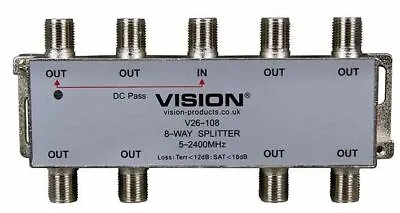 VISION - 8-Way Splitter DC Pass 5-2400MHz LED Indicator V26-108LED • £17.64