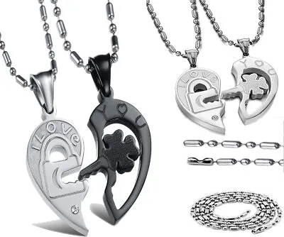 Open Your Heart I Love You Key And Lock His & Hers Couple Pendant Necklace US • $7.99