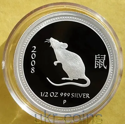 2008 Australia Lunar I Year Of The Mouse Rat 1/2 Oz Silver Proof Coin 50 Cents • $1499.99