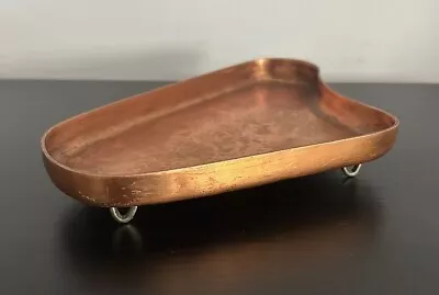 Vintage Copper Asymmetrical Trinket Dish Hammered With Rustic Primitive Patina • $24.99