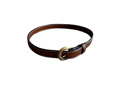 MILT SPARKS Maker Brown Border Stamped Brass Buckle Leather Gun Belt Size 34 • $188