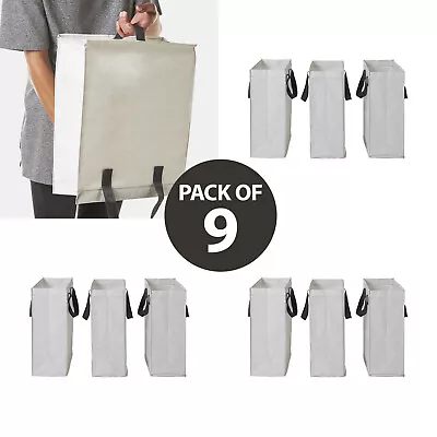 Pack Of 9 Large 18L Heavy Duty Reusable Recycling Shopping Gardening Carry Bags • £9.99