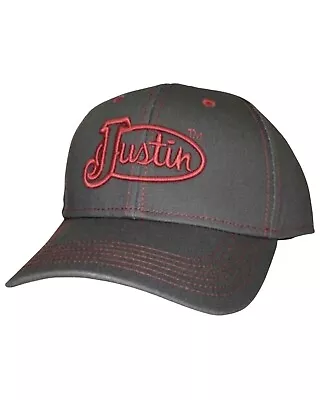 Justin Men's Gray And Embroidered Logo Solid-Back Ball Cap  Grey • $28.74