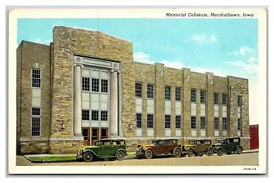 Marshalltown Iowa Memorial Coliseum Vintage Cars Curt Teich • $3.99