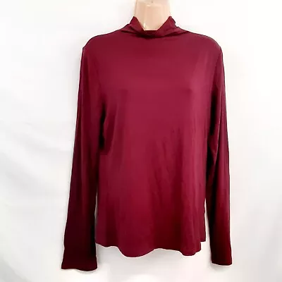 Bellatrix Top Blouse Shirt Women Size 1X /L Solid Maroon Mock Neck Fitted L/S • $21.23