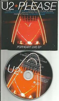 U2 Popheart LIVE EP W/ 4 RARE LIVE TRX PICTURE DISC Europe CD Single USA Seller • $29.99