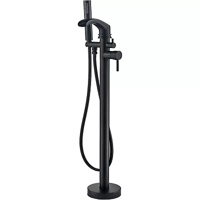 Black Freestanding Bathtub Shower Faucet Tub Filler With Hand Sprayer Mixer Taps • $99