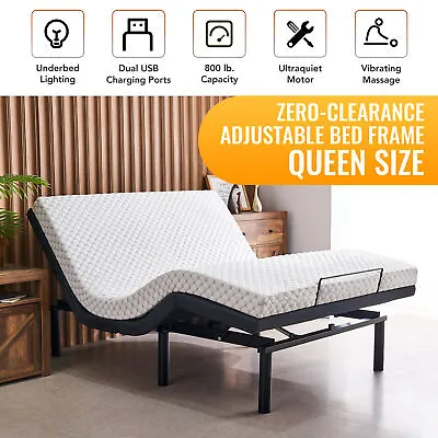 $414.99 • Buy Queen/TwinXL Bed Frame Adjustable Bed Base W Head Foot Incline & Massage 800lb