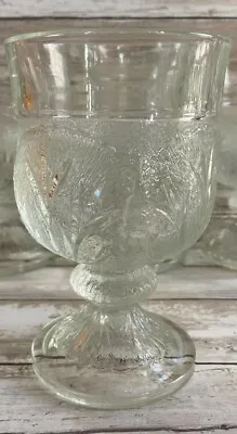 Vintage Indiana Glass PEBBLE LEAF Clear 12 Oz. Water Goblet 5 3/4  * Excellent  • $5.99