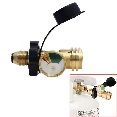 Propane Gas Tank Brass Adapter Gauge Grill BBQ W/ Indicator Pressure Gage 43psi • $11.50