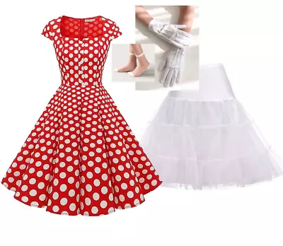 4PCS Bundle Minnie Mouse Costume 1950s Retro Pinup Dress & Accessories Set NEW • $89