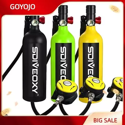1L Scuba Diving Oxygen Tank Cylinder Underwater Breather For Breathing Valve Kit • $249.99