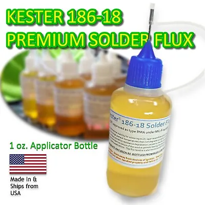 $3.75 • Buy 30ml Kester (1oz.) 186-18 Liq. Soldering Rosin Flux Needle Tip Bottle No Clean 