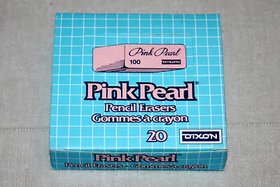 New Old Stock Box Of 20 Vtg Dixon Eberhard Faber Pink Pearl 100 Erasers - Canada • $10.86