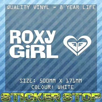 ROXY GIRL VINYL DECAL/STICKER (50cm White)  WINDOW CAR STICKER SURFING SURF • $13