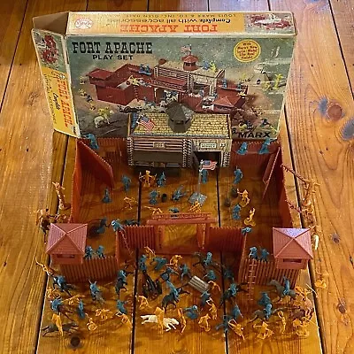 Vintage 1964 Marx Fort Apache Play Set 54mm 7th Cavalry Soldiers & Indians RARE • $375.99