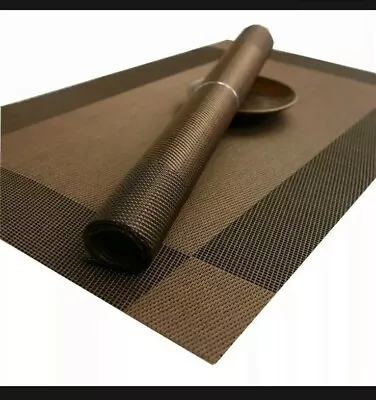 4pc Anti-slip Dining Table Plate Pad Modern Place Mat Waterproof Washable- Brown • $18.95