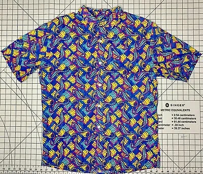 Tipsy Elves Mens Vintage 90s Seahorse Print Button Up Short Sleeve Shirt Size XL • $10.49