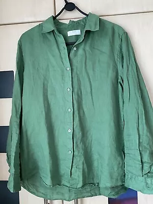 Uniqlo Green Long Sleeve Linen Shirt Size M.  42  Chest.  VGC • £8.70