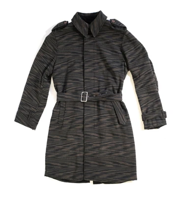 $75 • Buy Missoni Mens Wood Grain Animal Print Abstract Trench Coat Med 50 / Us 40