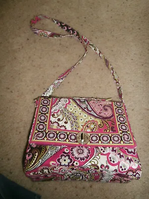 New Vera Bradley Very Berry Paisley Shoulder Bag Clutch Kiss Lock Hard Bag • $29.99