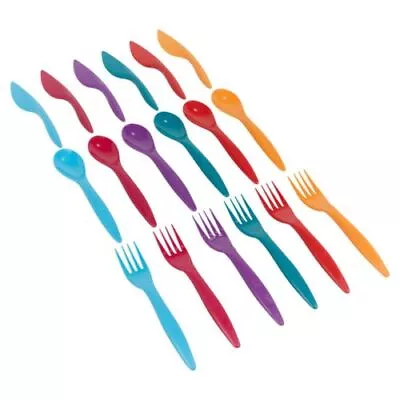 3Pc Unbreakable Reusable Coloured Plastic Cutlery Knives Forks Spoons Tableware • £0.99