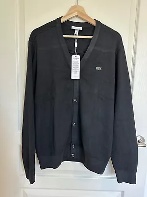 Lacoste Logo Men Wool Cardigan Black US Size L Back To Work Father’s Day • $99