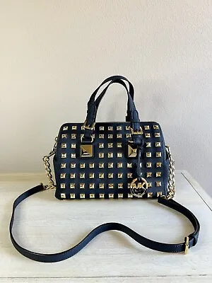 Michael Kors Navy Blue Leather Studded Grayson Satchel • $369.99