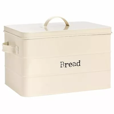 Beige Bread Box Canister Caddy Storage Kitchen Retro Rustic Container Bin Bench • $43