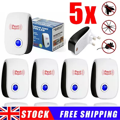 5X Plug-in Electronic Ultrasonic Pest Repeller Anti Rat Mouse Bug Mosquito Flea  • £11.89