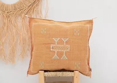 Orange Moroccan Cactus Silk Pillow Sabra Cushion Boho Throw Pillow No.288 • $80