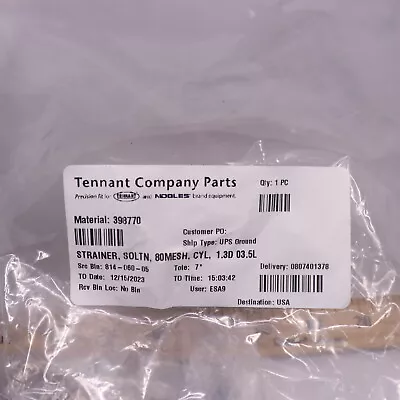 Tenant Company Parts Strainer Soltn Mesh Cylinder 80 398770 • $44.78