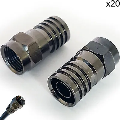 20x PRO Outdoor RG6 F Type Male Hex Crimp Connector Plug Aerial Coax CT100 Sky • £10.49