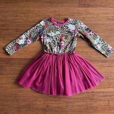 Rock Your Kid RYK Leopard Pink Floral Long Sleeve Tutu Circus Dress Size 5 EUC • $45