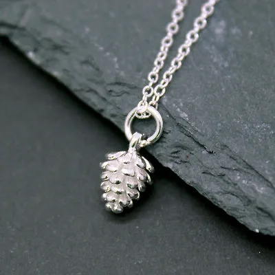 Silver Caledonian Winter Acorn Pine Cone Silver Necklace Pendant 925 Sterling • £11.25