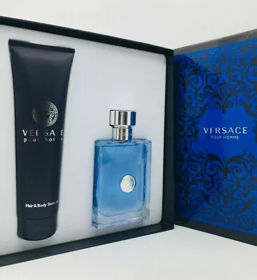 Versace Pour Homme Men 2pc Set Cologne Spray 3.4 Oz Hair And Body Shampoo 5.0 Oz • $69.95