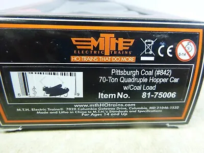 /  Ho Mth Rtr Car- Pittsburgh 40' Quad Coal Hopper Car With Load • $35