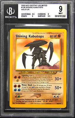 2002 108 Shining Kabutops Unlimited Secret Rare Pokemon TCG Card BGS 9 • $375