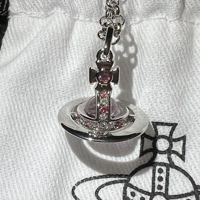 Vivienne Westwood Nana New Petite Tiny Orb Pink And Silver Saturn Necklace #043 • $89