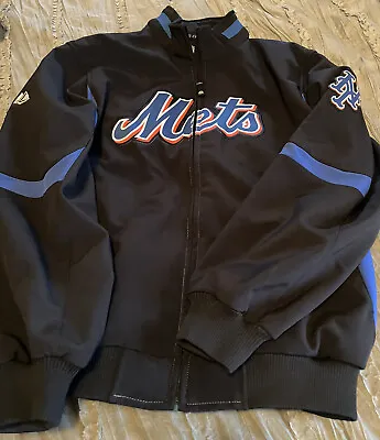 NEW YORK METS Baseball MAJESTIC Therma Base XL Dugout Jacket MLB Black FREE SHIP • $67.99