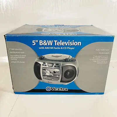 [NEW] Vextra 5  Black & White Television W/ AM/FM Radio & CD Player VX339 • $39.95