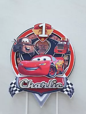 Personalised Cars Cake Topper 3D Lightning Mcqueen With Name And Age • £12.99