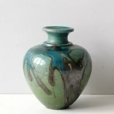 Beautiful Raku Fired Vintage Studio Pottery Vase • £34