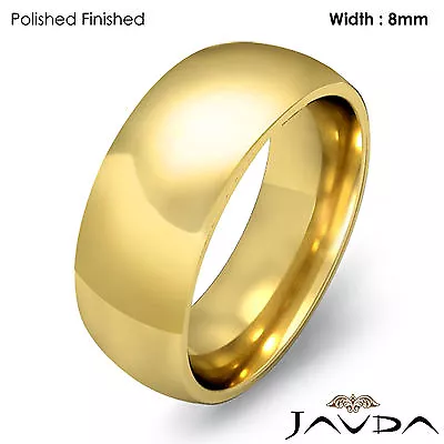 Comfort Men Wedding Band Solid Dome Plain Ring 8mm 18k Gold Yellow 14.4g 10-10.7 • $1499