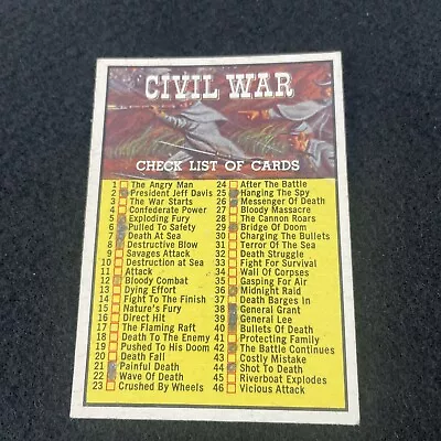 1962 Topps Civil War News Card #88 Check List Vintage 60s Trading Card Checklist • $23.96