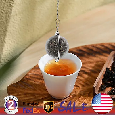 Stainless Steel Mesh Tea Ball Tea Strainer Tea Infuser 0.02inch Meshes W/chain • $6.45