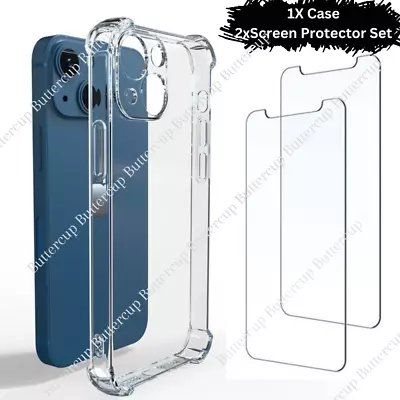 For IPhone 12 11 15 Pro Max XR Xs X 8 7 6 Clear Case Cover With Screen Protector • $7.39