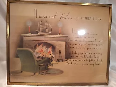 Vintage Lithograph Father's Day Motto For Collectors  FA 8 X10 Framed Art • $14.99