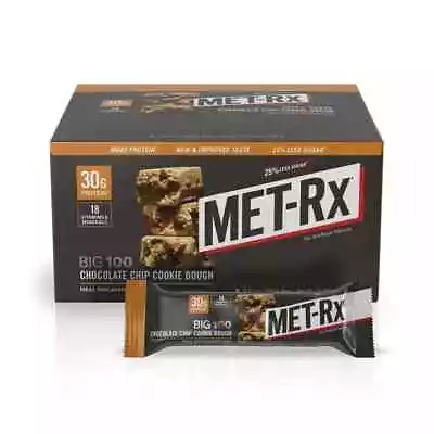 MET-Rx BIG 100 Protein Bar - Chocolate Chip Cookie Dough Pack Of 9 Bars • $22.99