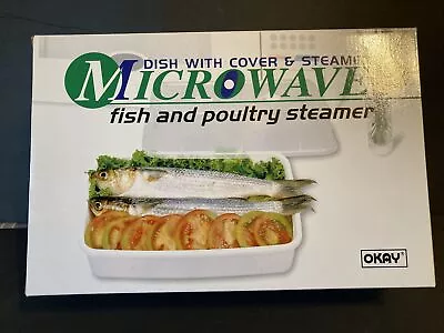 Okay Dish With Cover Steamer Microwave Fish And Poultry Steamer Nib (lot#12) • $6.99